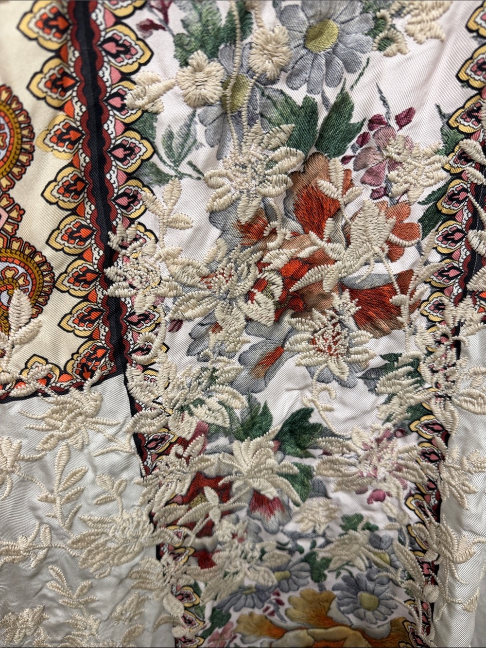 Johnny Was REVERSIBLE Boho Paisley Long Open-Front Coatigan in Cream & Rust - Picture 7 of 17